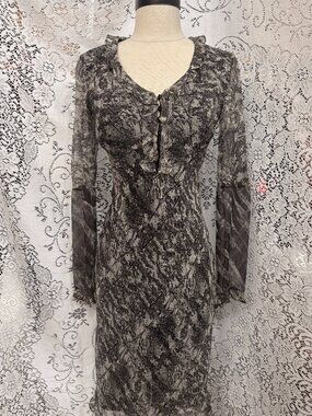 Vintage Y2K 100% Silk Forest Print Dress Size 4